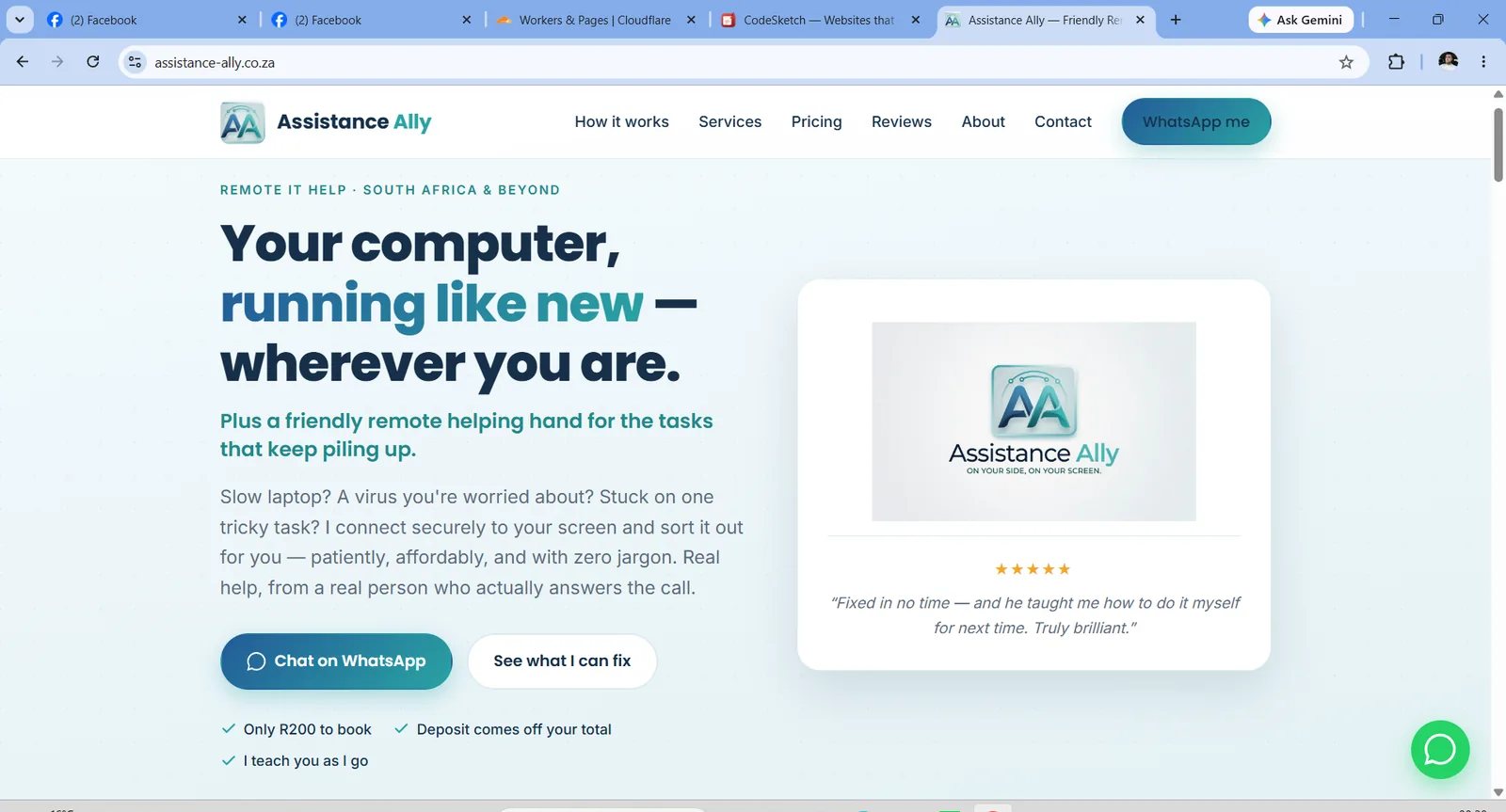 Assistance Ally, the new hand-built homepage